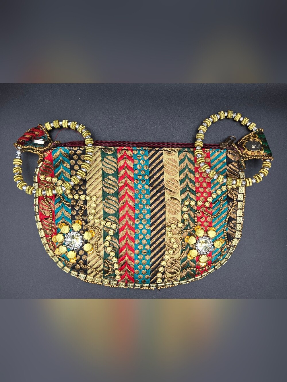 Indian Handicraft Embroidered & Beaded Clutch